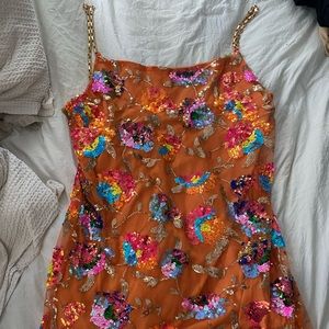 Sequin dress with gold chain straps size XL